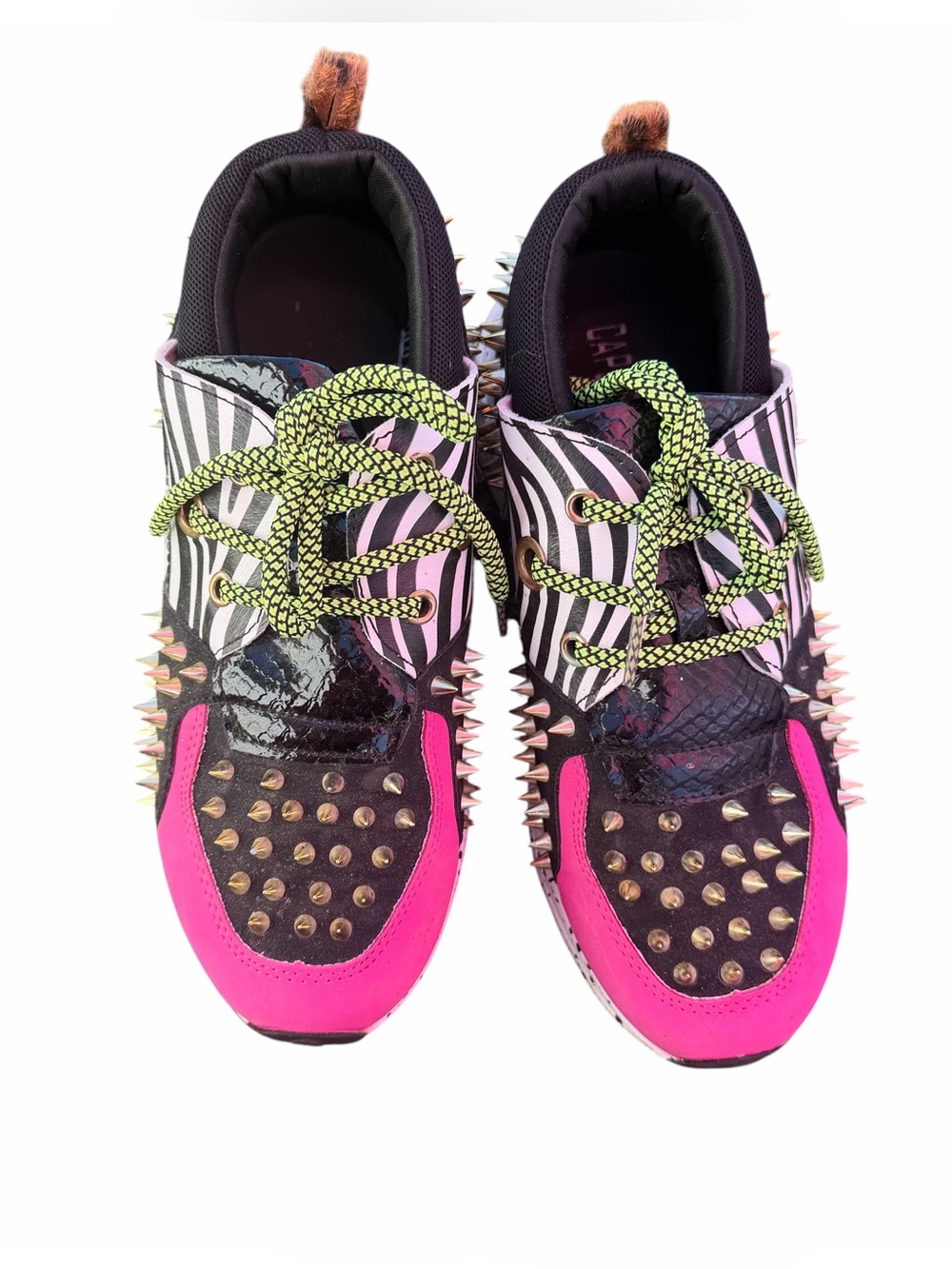 Cape Robbin Pink and Black Spike-Embellished Fashion Sneakers Size 7 - Picture 3 of 5